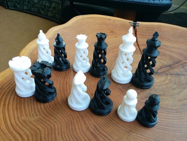 Набор спиральных шахмат : модель шахмат для 3д принтера