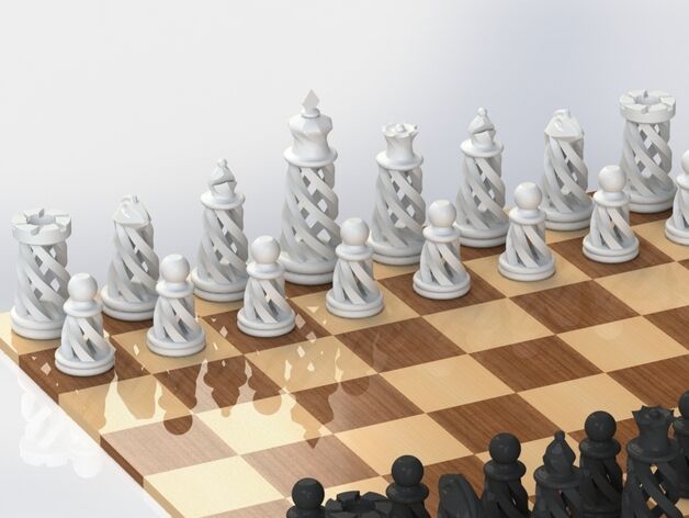 Набор спиральных шахмат : шахматные фигуры на 3д принтере