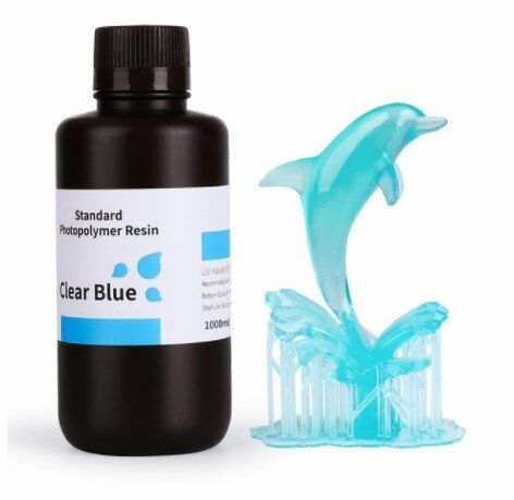 Фотополимерная смола ELEGOO STANDART Прозрачный голубой 1л  water washable resin elegoo
