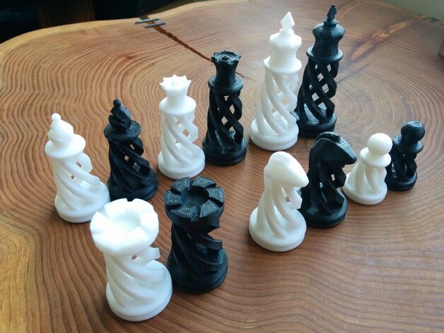 Набор спиральных шахмат : модели шахматы для 3д принтера