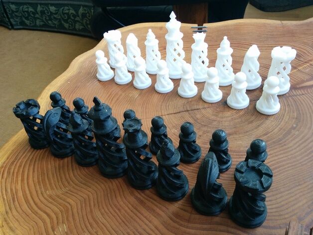 Набор спиральных шахмат : модели для 3д принтера шахматы